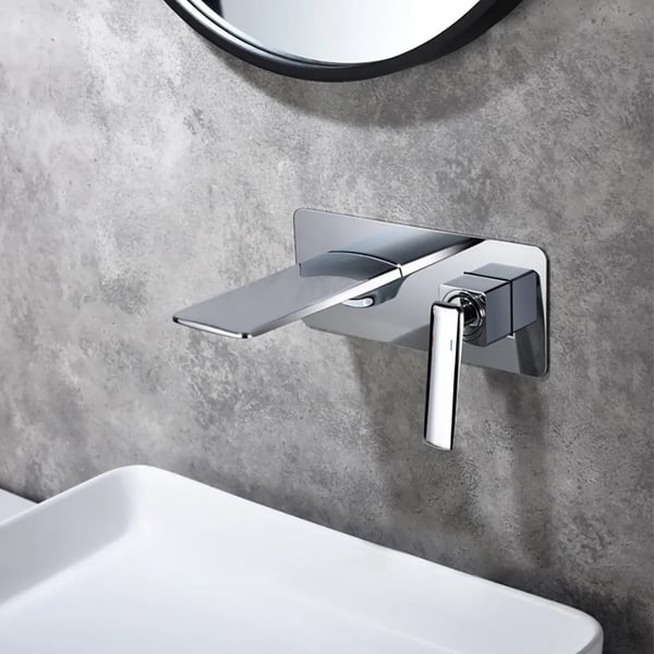 Robinet Mélangeur De Salle De Bain Chromé - Évier Contemporain à Levier Unique Avec Bonde