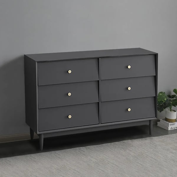 Nordic Grey Dresser Cant 6Drawer Gold PullsHomary