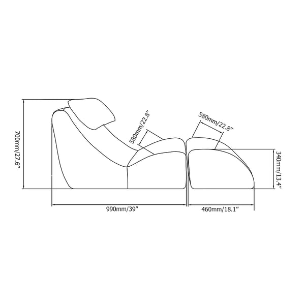 Grey Chaise Lounge LeathAire Upholstery with Ottoman Homary UK