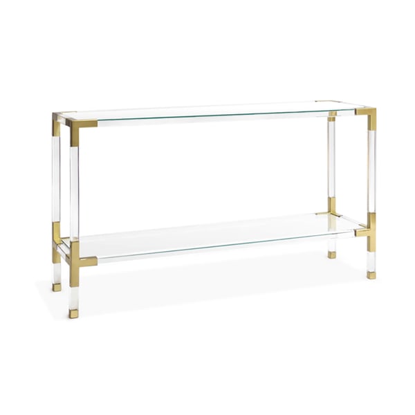 Narrow Console Table with Shelf Tempered Glass Top & Acrylic Frame Homary