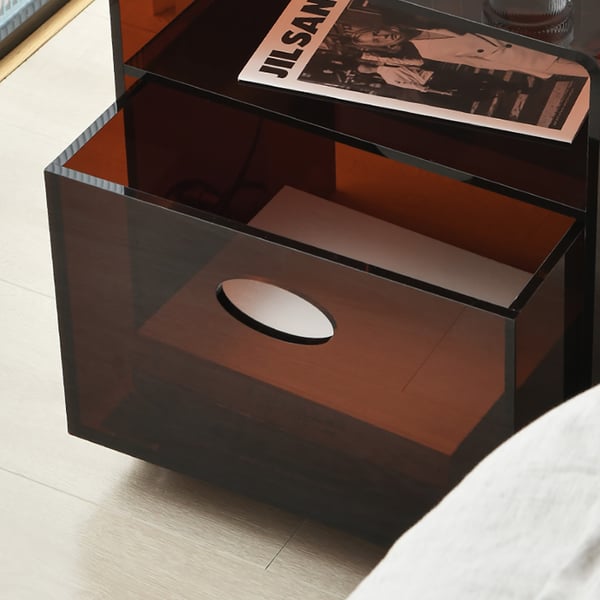Modern Clear Nightstand Acrylic Creative Bedside Table Universal Wheels