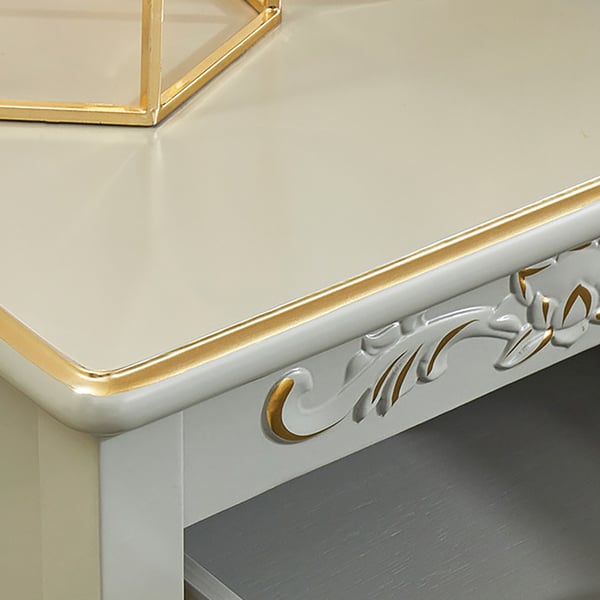 Grey Nightstand American 2Drawer Gild Florally Embossed Bedside