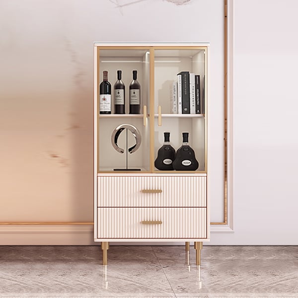 Italian Light Luxury Display White Tempered Glass Doors