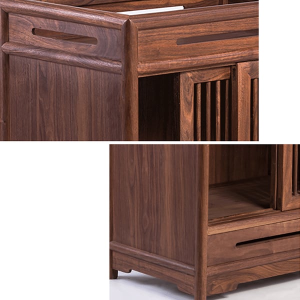 Neo Chinese Walnut Sliding Crib Doors Accent Homary UK