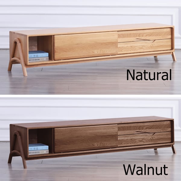 78" Modern Natural TV Stand Oak Wood Entertainment Center 2 Sliding