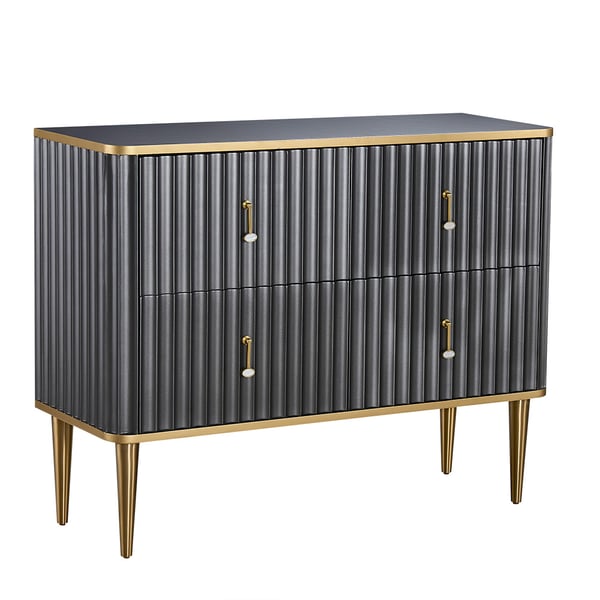 Modern Black Dresser 4Drawer Accent Bedroom in Gold Homary UK
