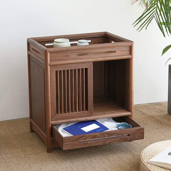 Neo Chinese Walnut Sliding Crib Doors Accent Homary UK