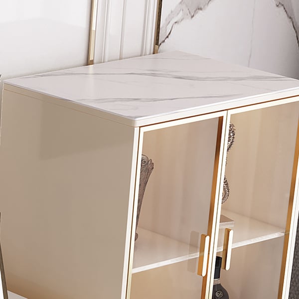 Italian Light Luxury Display White Tempered Glass Doors