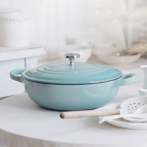 Nonstick Cast Iron Round Braiser with Lid Dutch Oven Homary UK