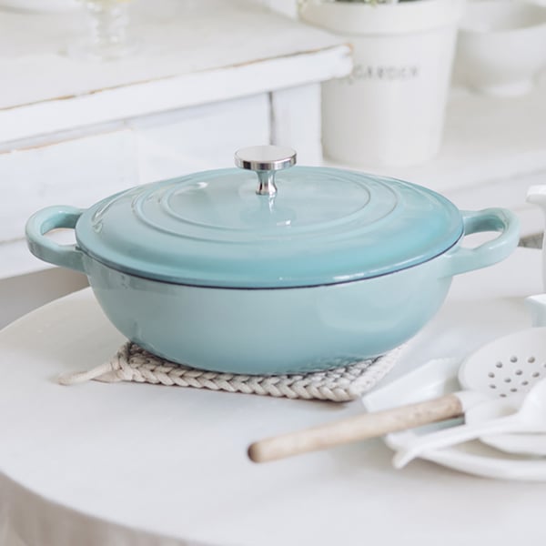 Nonstick Cast Iron Round Braiser with Lid Dutch Oven Homary UK