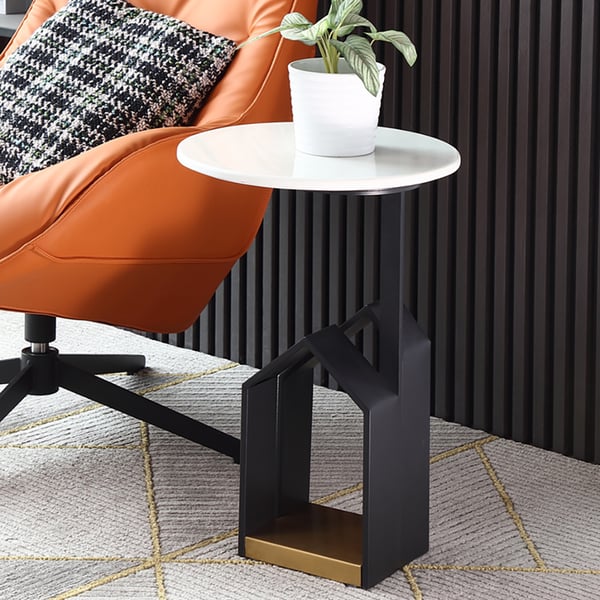 Modern Marble End Table with Storage Marble Top Side TableHomary