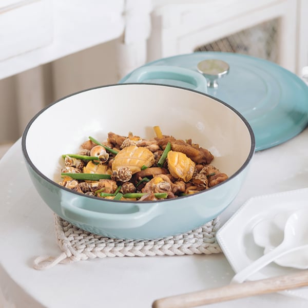 Nonstick Cast Iron Round Braiser with Lid Dutch Oven Homary UK