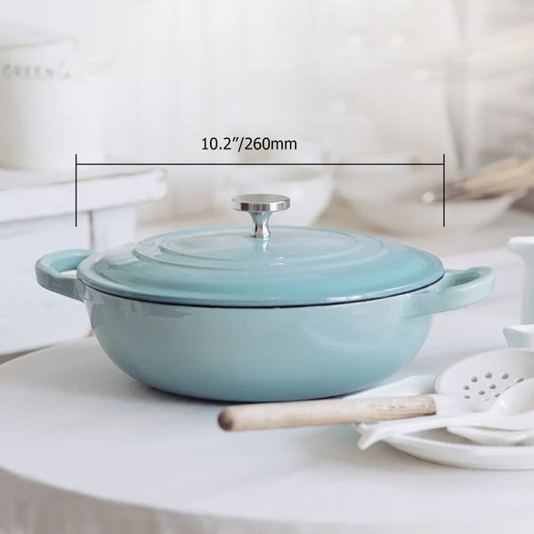 Nonstick Cast Iron Round Braiser with Lid Dutch Oven Homary