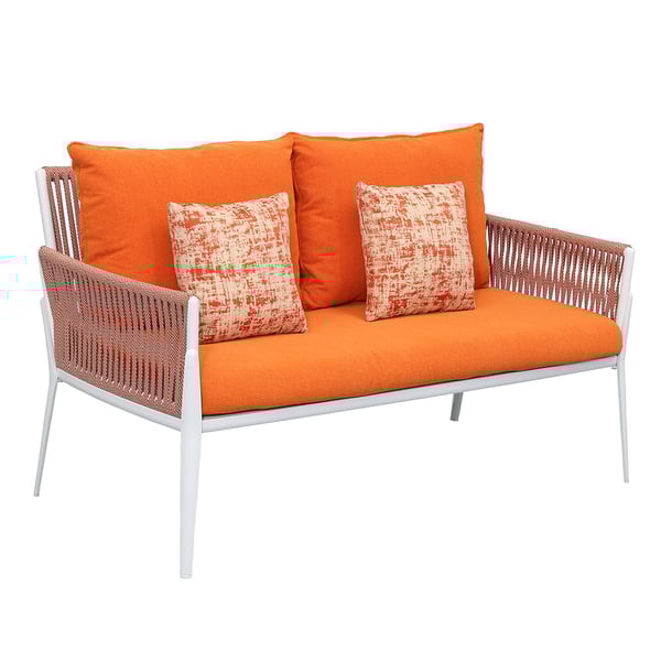 4 Pieces Rope Woven Outdoor Sofa Set with Aluminum Frame Sintered Stone