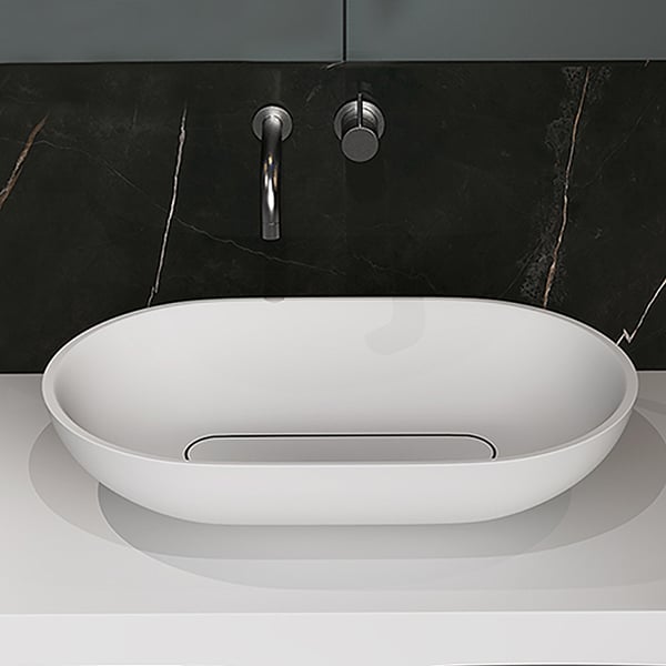 Countertop Oval Bathroom Wash Basin Stone Resin Homary UK