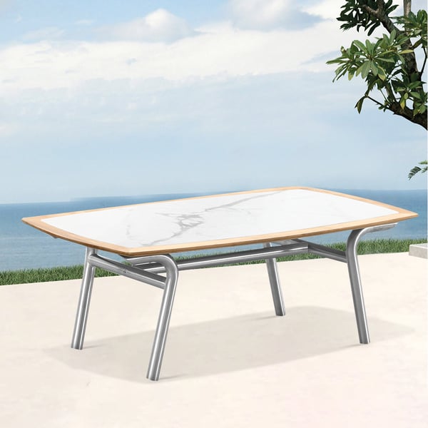 Outdoor Coffee Table with Sintered Stone Tabletop and Teak Side Homary UK