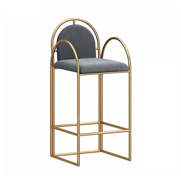 Modern Gold Metal Grey Bar Stool with Back Counter Height Homary UK