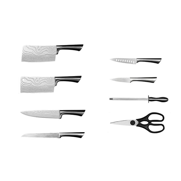Stainless Steel 9 Piece Assorted Knife Block Set Chef's Knife Set Homary UK