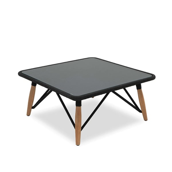 Rattan Woven Square Outdoor Coffee Table with in Ash Wood