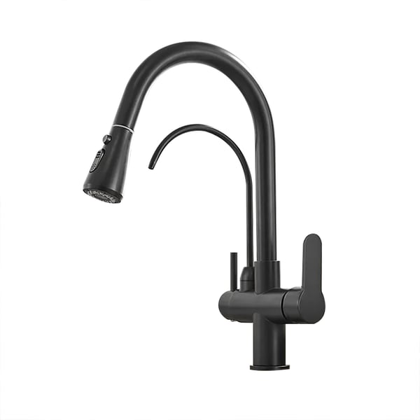 Water Filter Kitchen Faucet Pull Out Faucet in Matte Black Swirling Faucet Solid BrassHomary