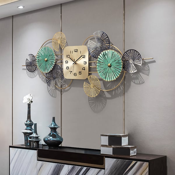 Nordic Modern Art Style Hollowout Lotus Leaves Large Metal Square Wall