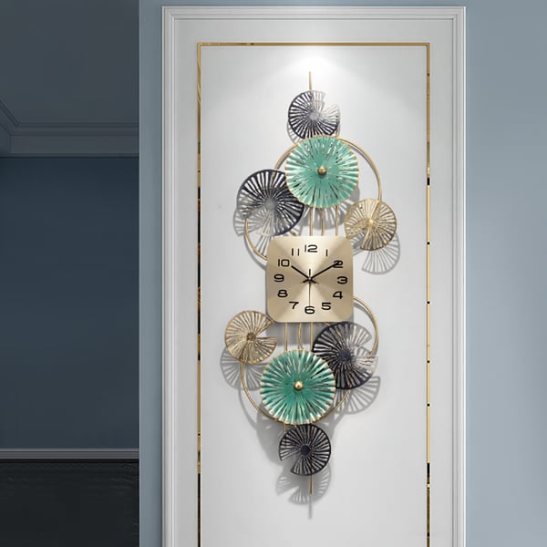 Nordic Modern Art Style Hollowout Lotus Leaves Large Metal Square Wall