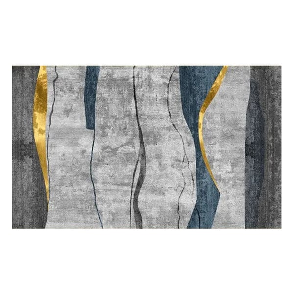 Modern Abstract Gray and Gold Rug Rectangle 5' x 7' Area Rug Homary