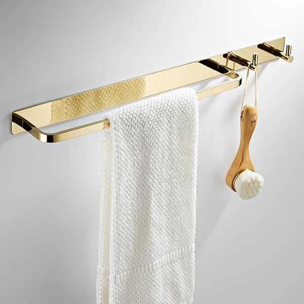Contemporary Towel Rack with Hook in BrassHomary