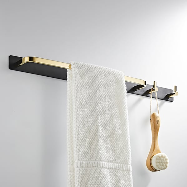 Contemporary Towel Rack with Hook in Brass Homary UK