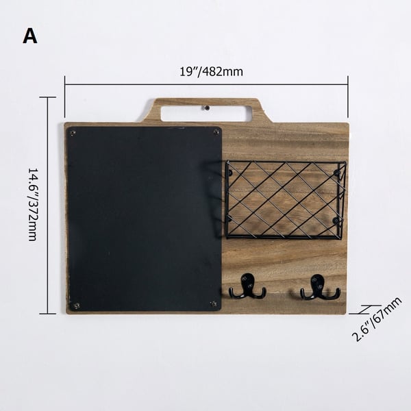 Retro Wall Organizer Memo Board with Hooks Set of 2Homary