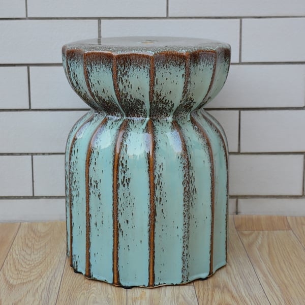 300mm Ceramic Garden Stool End Table Lotus Shape Homary UK