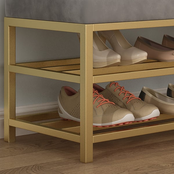 Entryway Upholstery Shoe Bench with Coat RackGreenHomary