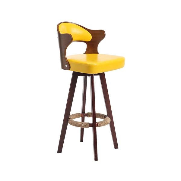 Swivel Upholstered Bar Stool Yellow MidCentury Counter Stool Set of 2