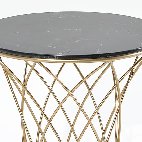 Modern Black Round Coffee Table with Marble Top & Metal Base Homary UK