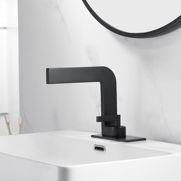 Matte Black Waterfall Single Handle Bathroom Sink Faucet Solid Brass
