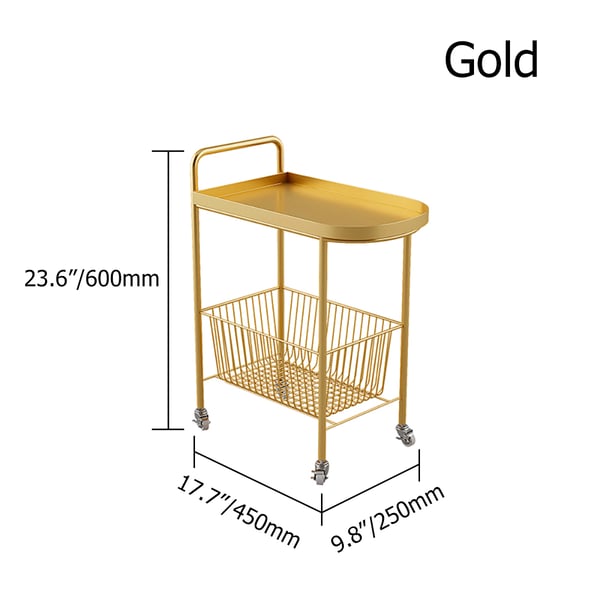 Modern Gold Bar Cart in Metal End Table with StorageHomary
