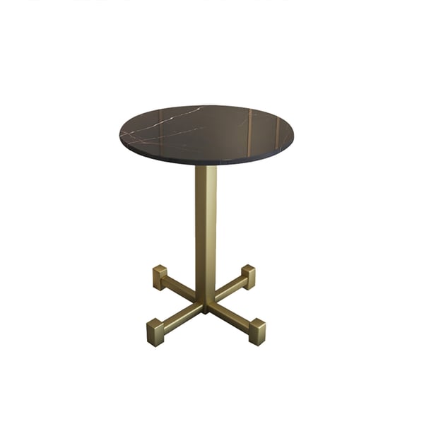 Table Basse Moderne NADINE Beliani - Plateau Rond En Pierre Frittée Noir - ø74cm