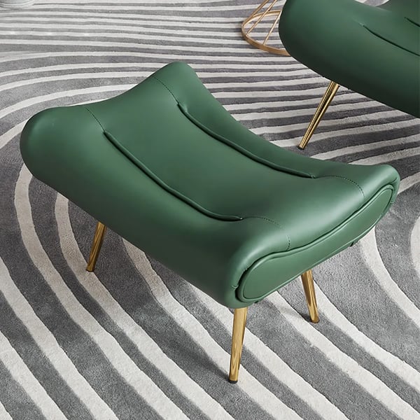 Contemporary Ottoman Footstool Leather Upholstered Gold Metal LegsHomary