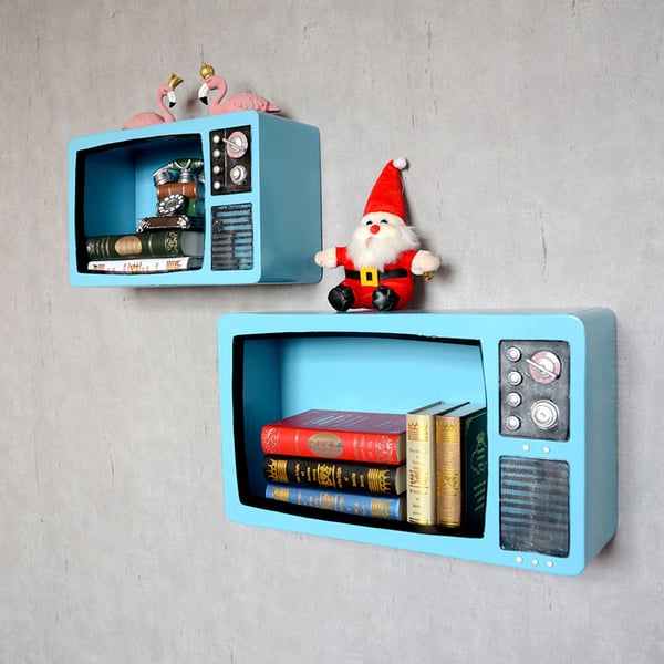 Vintage Floating Shelves Decor Bookcase Wall Metal ShelfHomary