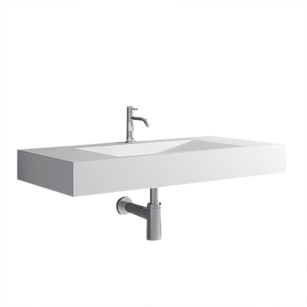 Free Shipping on Matte White WallMount Floating Sink Solid Surface