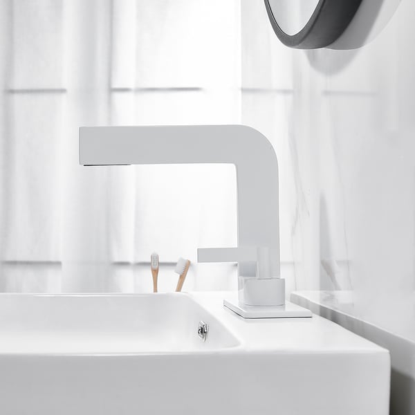 White Waterfall Single Handle Bathroom Sink Faucet Solid Brass with
