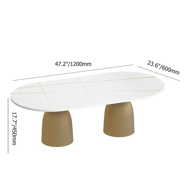 Modern Gold Oval Coffee Table with Marble Tabletop Homary UK
