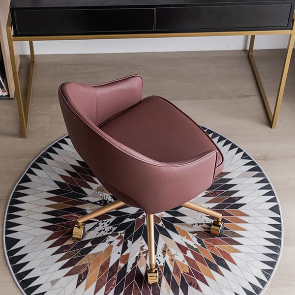 Retro Office Chair Leather Upholstered Swivel Office Chair Homary UK