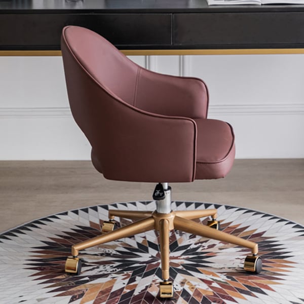 Retro Office Chair Leather Upholstered Swivel Office Chair Homary UK