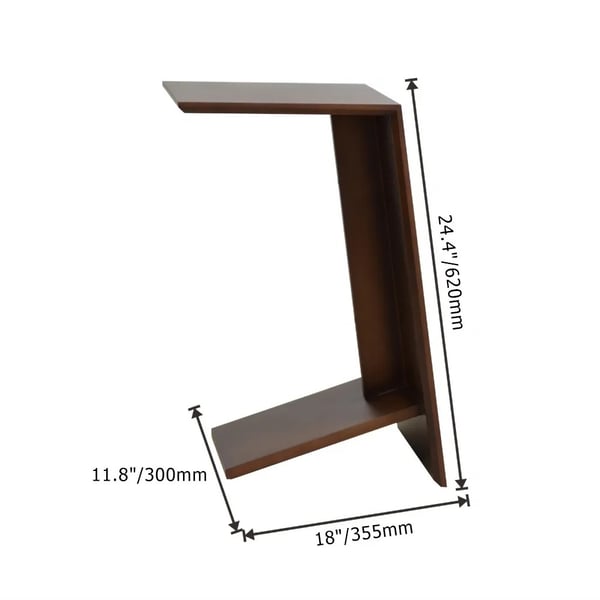 Walnut UShaped End Table Wooden Side Table Homary UK