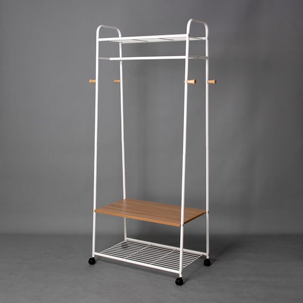 White Clothing Rack with 3Shelf and Hanging Homary UK