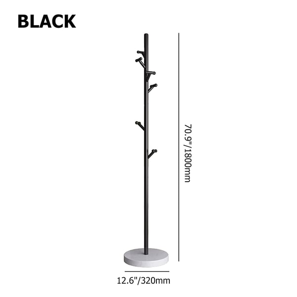 Scandinavian Style Standing Coat Rack with White Marble BaseBlack Homary