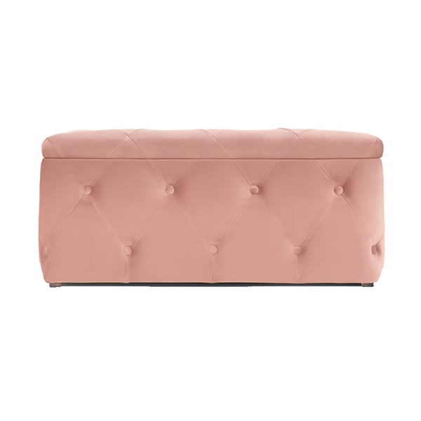 Pink Tufted Ottoman Stool Velvet Upholstered Ottoman Storage Bench Homary