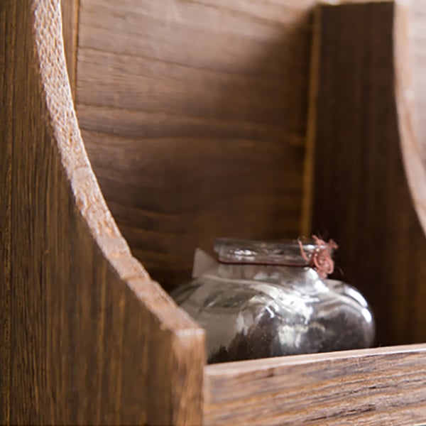 Retro Wooden Wall Organizer Memo Board with HooksHomary