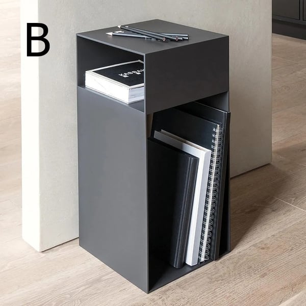 Modern Black Side Table with Storage End Table Metal Homary UK